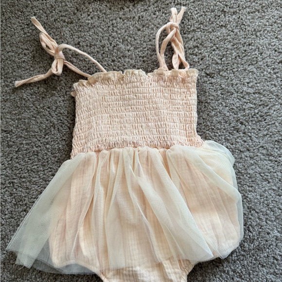 Peach Baby First Birthday Romper with Bow - Picture 2 of 2
